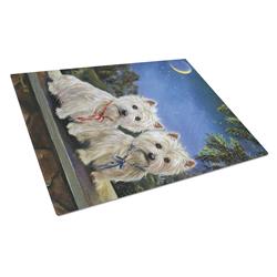 Westie Moonlight Stroll Glass Cutting Board - Large