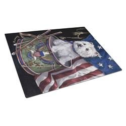 Westie Little Drummer Boy USA Glass Cutting Board - Large