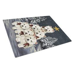 Westie Christmas Family Tree Glass Cutting Board - Large