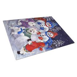 Westie Snowpeople Glass Cutting Board - Large