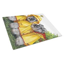 Schnauzer Rain Gear Glass Cutting Board - Large