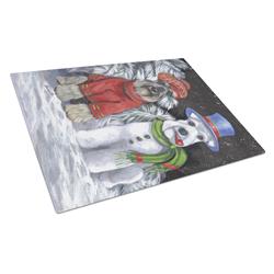 Schnauzer Christmas Snow Dog Glass Cutting Board - Large