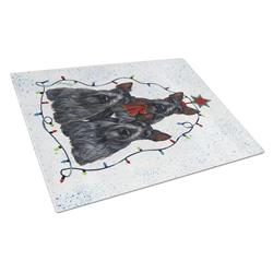 Scottie Christmas Family Tree Glass Cutting Board - Large