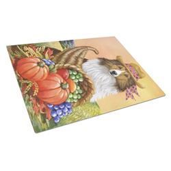 Sheltie Autumn Glass Cutting Board - Large