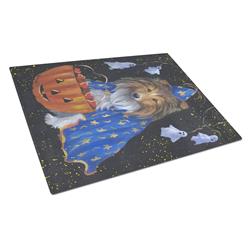 Sheltie Halloween Witch Glass Cutting Board - Large