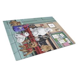Dogs Vet Visit Glass Cutting Board - Large