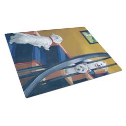 Westie Going Up Glass Cutting Board - Large