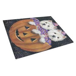 Westie Halloween Pumpkin Ride Glass Cutting Board - Large