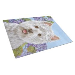 Westie Hydrangea Glass Cutting Board - Large