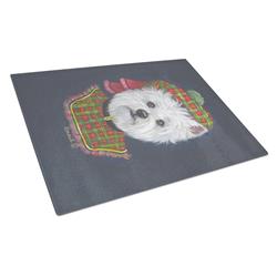Westie Lad Plaid Glass Cutting Board - Large