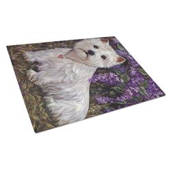 Westie Lily & Lilacs Glass Cutting Board - Large