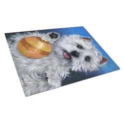 Westie Play Ball Glass Cutting Board - Large