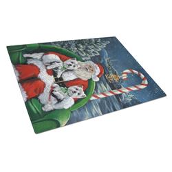 Westie Christmas Santas Village Glass Cutting Board - Large