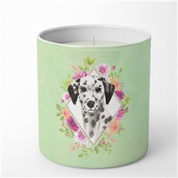 10 oz Dalmatian Green Flowers Decorative Soy Candle