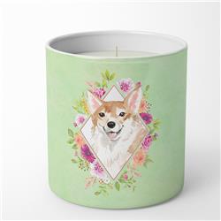 10 oz Corgi Green Flowers Decorative Soy Candle