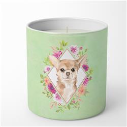 10 oz Chihuahua Green Flowers Decorative Soy Candle