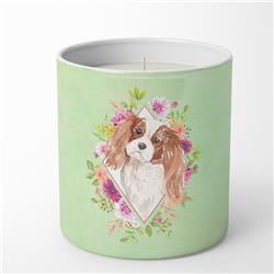 10 oz Blenheim Cavalier Spaniel Green Flowers Decorative Soy Candle