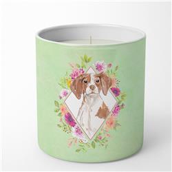 10 oz Brittany Spaniel Green Flowers Decorative Soy Candle