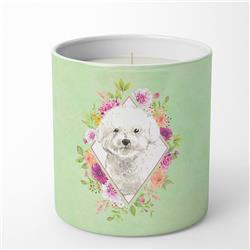 10 oz Bichon Frise Green Flowers Decorative Soy Candle