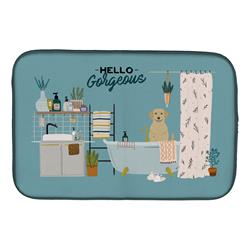 Yellow Labrador in Bathtub Dish Drying Mat