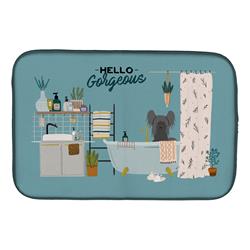 Black Chinese Crested in Bathtub Dish Drying Mat