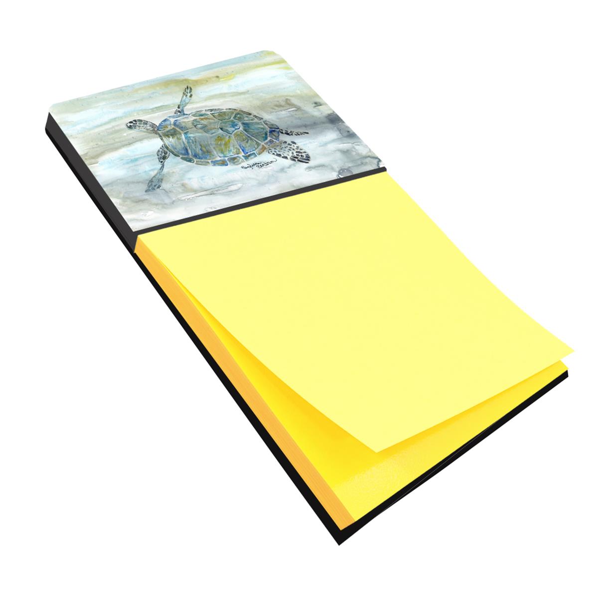 Sea Turtle Watercolor Sticky Note Holder - Blue - 3 x 3 in. - Refillable