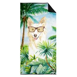 30 x 60 in. White Collie Premium Beach Towel