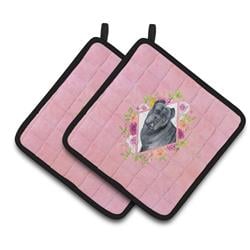 CK4125PTHD 7.5 x 7.5 in. Cane Corso Pink Flowers Pair of Pot Holders