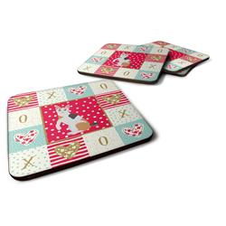 3.5 x 3.5 in. Japanese Bobtail Cat Love Foam Coaster - Set of 4