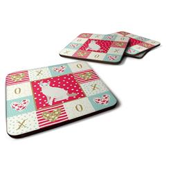 3.5 x 3.5 in. Korean Bobtail Cat Love Foam Coaster - Set of 4