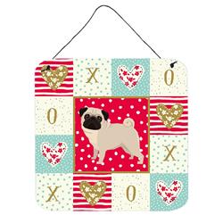 6 x 6 in. Pug Love Wall or Door Hanging Prints