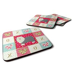 CK5942FC 3.5 x 3.5 in. Old English Sheepdog Love Foam Coaster - Set of 4