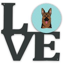 11.5 x 11.75 in. Checkerboard Blue German Shepherd Metal Artwork Love Wall Decor