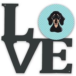 BB1153WALV 11.5 x 11.75 in. Checkerboard Blue Smooth Black & Tan Dachshund Metal Artwork Love Wall Decor