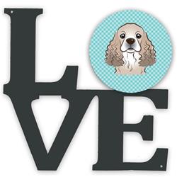 11.5 x 11.75 in. Checkerboard Blue Cocker Spaniel Metal Artwork Love Wall Decor