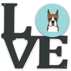 11.5 x 11.75 in. Checkerboard Blue Boxer Metal Artwork Love Wall Decor