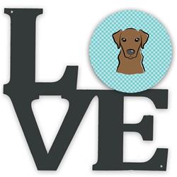 11.5 x 11.75 in. Checkerboard Blue Chocolate Labrador Metal Artwork Love Wall Decor
