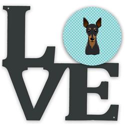 11.5 x 11.75 in. Checkerboard Blue Min Pin Metal Artwork Love Wall Decor