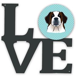 11.5 x 11.75 in. Checkerboard Blue Saint Bernard Metal Artwork Love Wall Decor