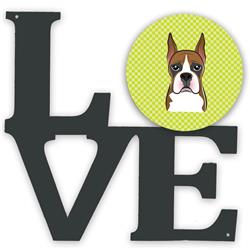 11.5 x 11.75 in. Checkerboard Lime Green Boxer Metal Artwork Love Wall Decor