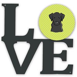 BB1297WALV 11.5 x 11.75 in. Checkerboard Lime Green Black Labrador Metal Artwork Love Wall Decor