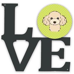 BB1320WALV 11.5 x 11.75 in. Checkerboard Lime Green Buff Poodle Metal Artwork Love Wall Decor