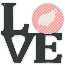 11.5 x 11.75 in. Texas Quail Pink Check Metal Artwork Love Wall Decor