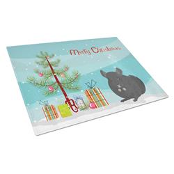 Charcoal Chinchilla Merry Christmas Glass Cutting Board - Large