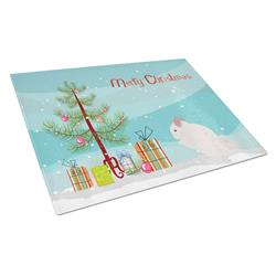 Picture of Carolines Treasures CK4436LCB Pink & White Chinchilla Merry Christmas Glass Cutting Board - Large