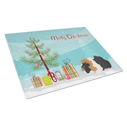 Abyssinian Guinea Pig Merry Christmas Glass Cutting Board - Large