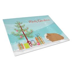 Crested Guinea Pig Merry Christmas Glass Cutting Board - Large
