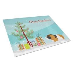 Rex Guinea Pig Merry Christmas Glass Cutting Board - Large