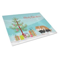 European Hamster Merry Christmas Glass Cutting Board - Large