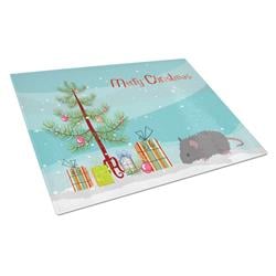 Australian Long Coated Mouse Merry Christmas Glass Cutting Board - Large